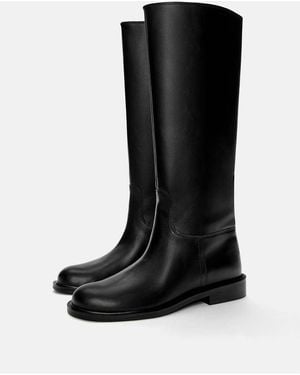 Pull&Bear Flat Boots - Black