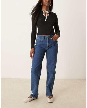 Vila Kelly High Waist Straight Leg Jeans - Blue