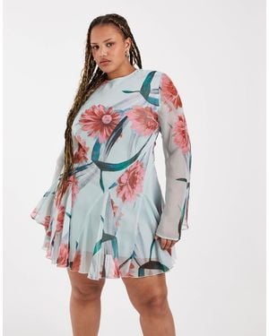 ASOS Asos Design Curve Long Sleeve Mini Dress - Red