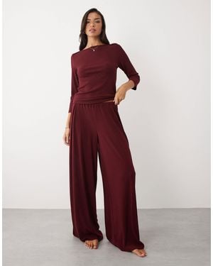ASOS Lounge-rippmix-&-match-pyjamahose mit weitem bein - Rot