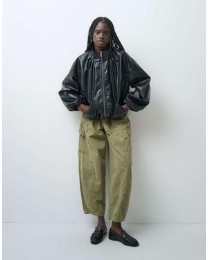 ASOS Tailored Faux Leather Track Jacket - Black