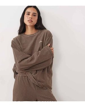 Kaiia Super Soft Long Sleeve Oversized Top - Brown