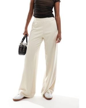 Noisy May Wide Leg Elasticated Waist Trouser - Natural