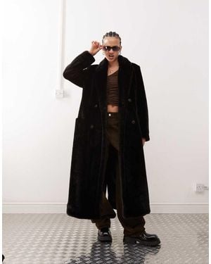 Weekday Kyou Oversized Faux Fur Coat - Black