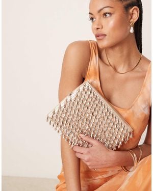 ASOS Zip Top Clutch Bag - Brown