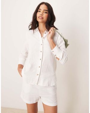 Jdy Relaxed Linen Shirt Co-ord - Natural