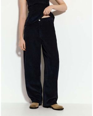 Pull&Bear Balloon Fit Corduroy Trousers - Blue