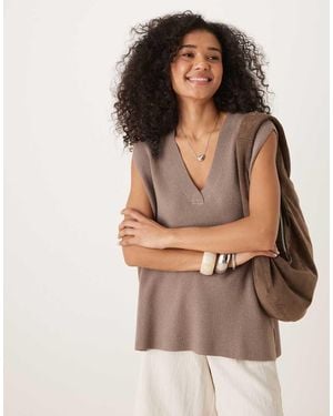 Vila Oversized Knitted Vest - Brown