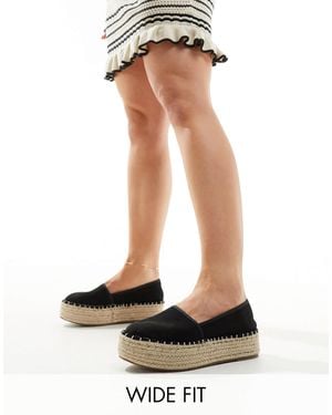 Asos Design Wide Fit Journal Flatform Espadrilles - Gray