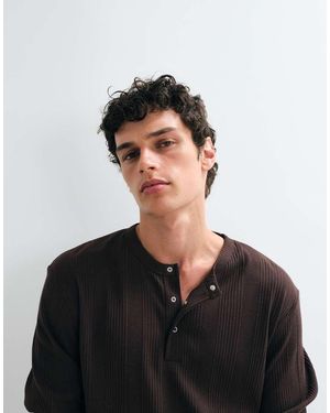 Jack & Jones Henley Top Met Lange Mouwen - Zwart