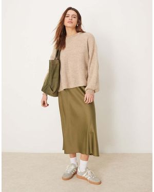 Y.A.S Satin Midi Skirt - Natural