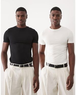 ASOS – 2er-pack körperbetonte basic-t-shirts - Schwarz
