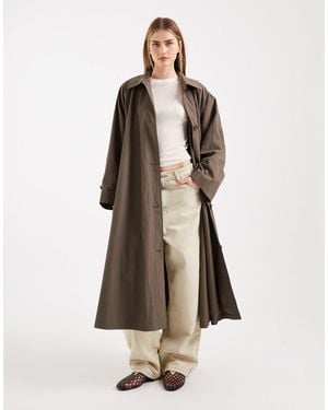ASOS Premium Oversized Kimono Sleeve Trench Coat - Natural