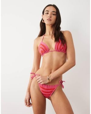 New Look Two Toned Crochet Bikini Bottoms - Red