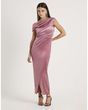 River Island Velvet Drape Midi Dress - Pink