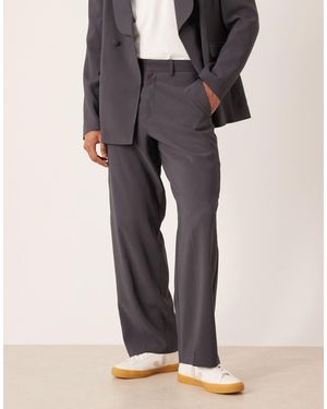 ASOS Wide Leg Tuxedo Trouser - Grey