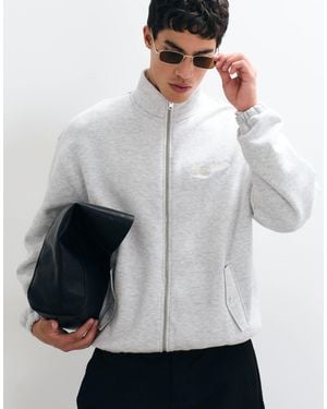ASOS Oversize-trainingsjacke mit stickerei und gerafftem saum - Grau