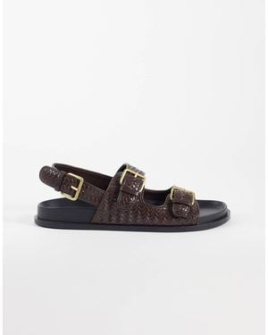 Mango Woven Faux Leather Flat Sandal - White