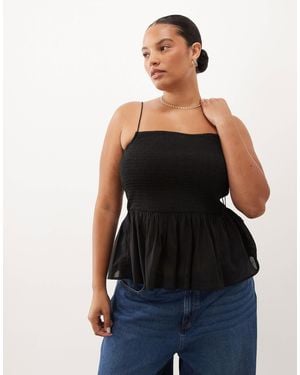 ASOS Asos Design Curve Shirred Detail Peplum Cami - Black