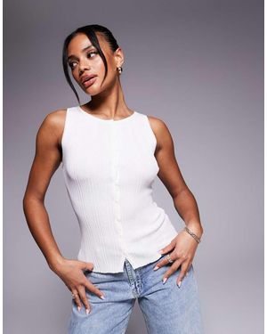 Princess Polly Fine Rib Button Through Sleeveless Top - Purple