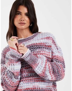 JJXX Jersey De Cuello Redondo Space Dye En Rosa Y Morado