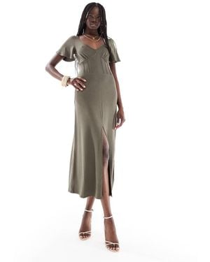 ASOS Corset Detail Midi Tea Dress - Green