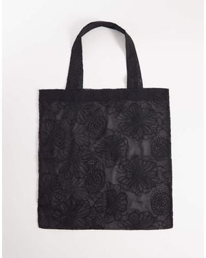 ASOS Bolso Tote Transparente Con Bordado Floral De - Negro