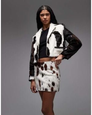 AllSaints Dapple Cow Hide Mini Skirt - Black