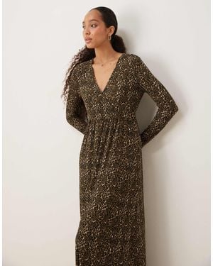 Jdy Robe longue plissée à imprimé animal - Marron
