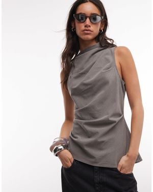 Weekday High Neck Asymmetric Top - Grey