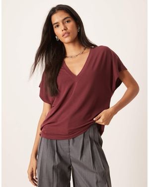 ASOS Breathemax Lyocell Drapey V Neck T-shirt - Red