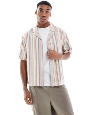 Another Influence Boxy Fit Striped Revere Shirt - White