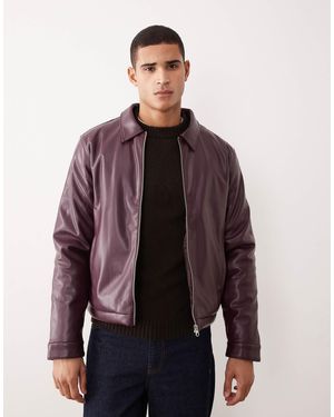 ASOS Faux Leather Harrington Jacket - Purple