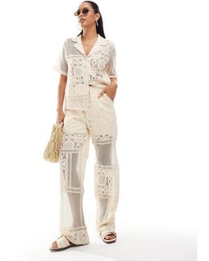 Object Patched Crochet Trouser Co-ord - White