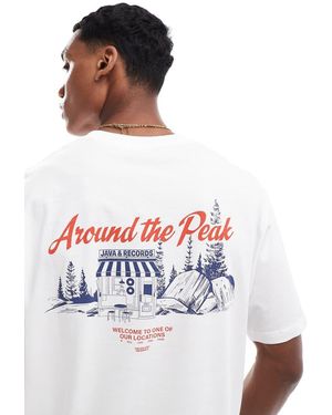 Jack & Jones T-Shirt Bianca Oversize Con Stampa "Peak" Sul Retro - Bianco
