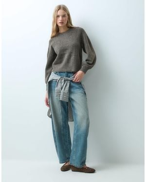 Vila Slouchy Rib Knitted Sweater Co-ord - Blue