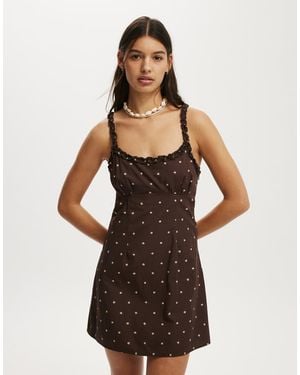 Cotton On Emily Ruffle Mini Dress - Brown