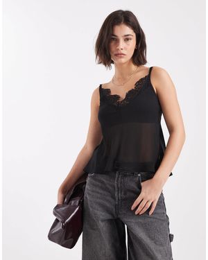 ASOS – camisole aus chiffon und spitze - Schwarz