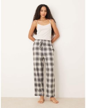 Mango – karierte pyjamahose aus flanell - Natur