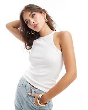 Vero Moda Ribbed Racer Neck Vest Top - White