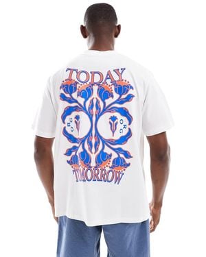 Jack & Jones Oversize Back Print T-shirt With Today Tomorrow Print - White