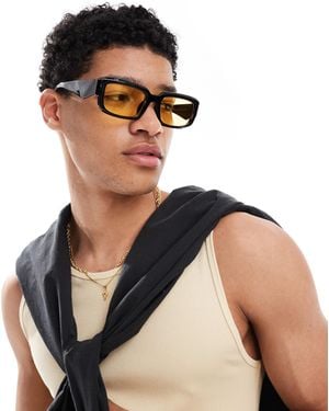 Only & Sons – rechteckige sonnenbrille - Schwarz