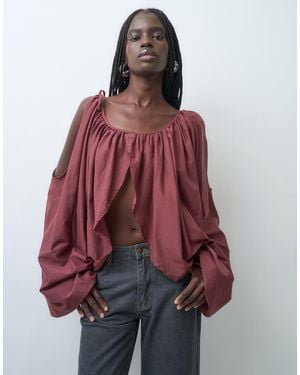 ASOS Langarmbluse mit cut-out und volumen - Rot