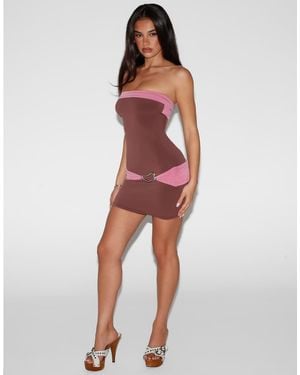 Tiger Mist Eos Bandeau Open Back Hardware Detail Mini Dress - Red