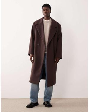 ASOS Wool Look Longline Coat - Brown