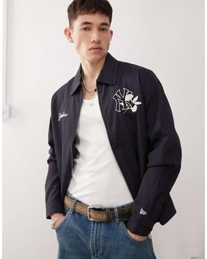 KTZ Ny Yankees Embroidered Zip Through Jacket - Blue