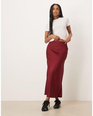 Vila Satin Maxi Skirt - Red