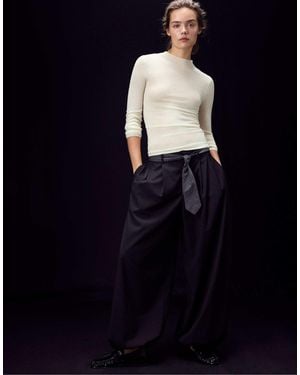 Stradivarius Basic pullover mit woll- und seidenanteil und stehkragen - Blau