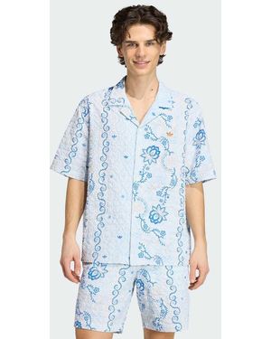 adidas Originals Printed Seersucker Resort Shirt - Blue