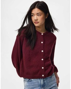Pieces Ida Relaxed Fit Crew Neck Knitted Cardigan - Red